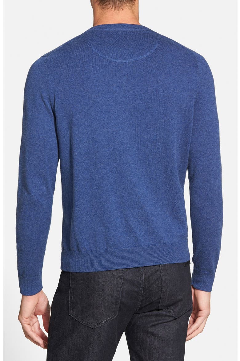 Cotton & Cashmere Crewneck Sweater, Alternate, color, BLUE DARK HEATHER