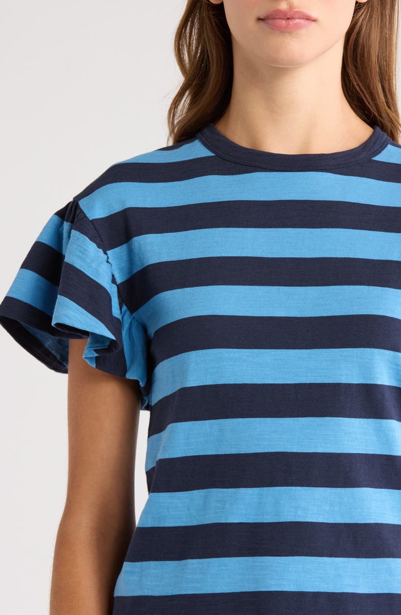 Nation LTD Camille Stripe Ruffle Sleeve Cotton T-Shirt, Alternate, color,