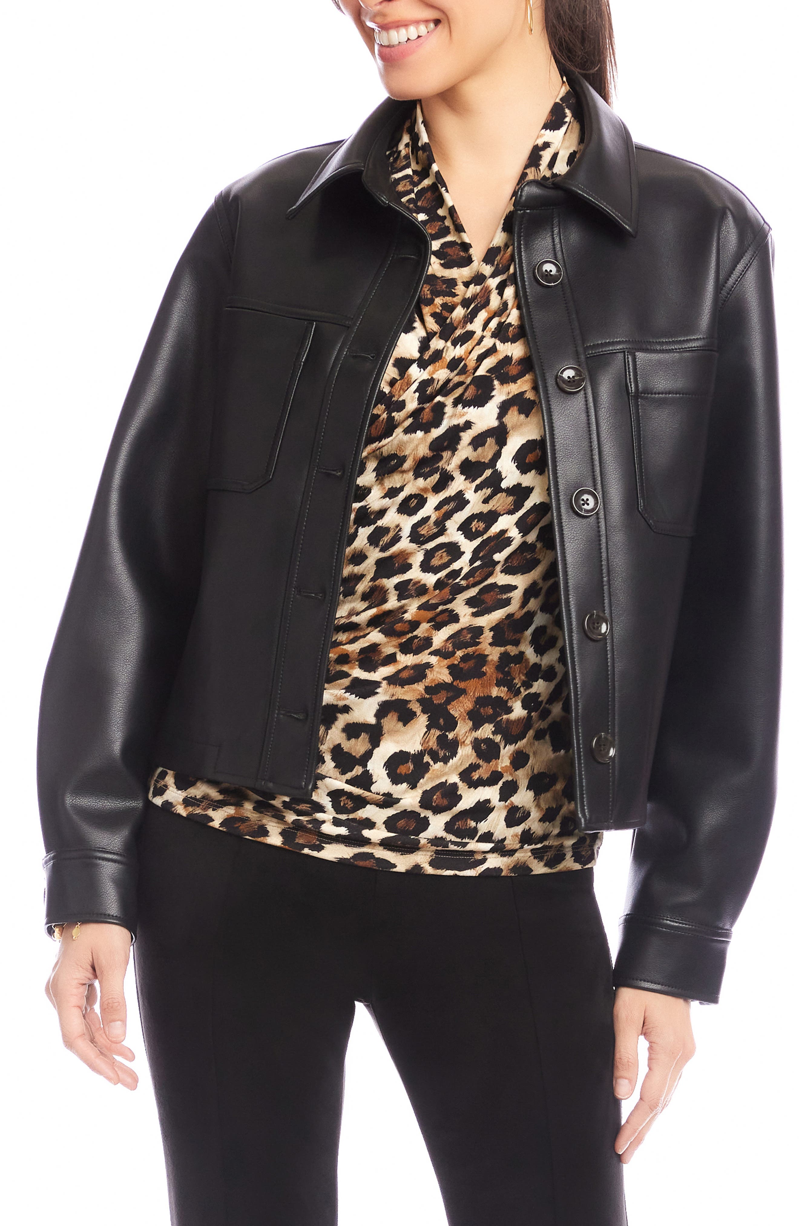 Faux Leather Crop Jacket
