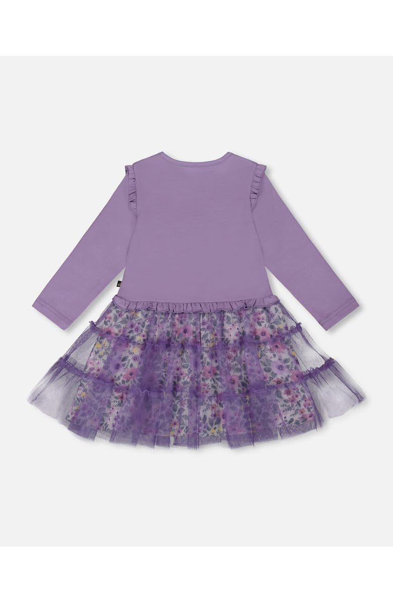 Deux par Deux Bi-Material Dress with Muslin and Mesh Skirt, Alternate, color, Purple Gray