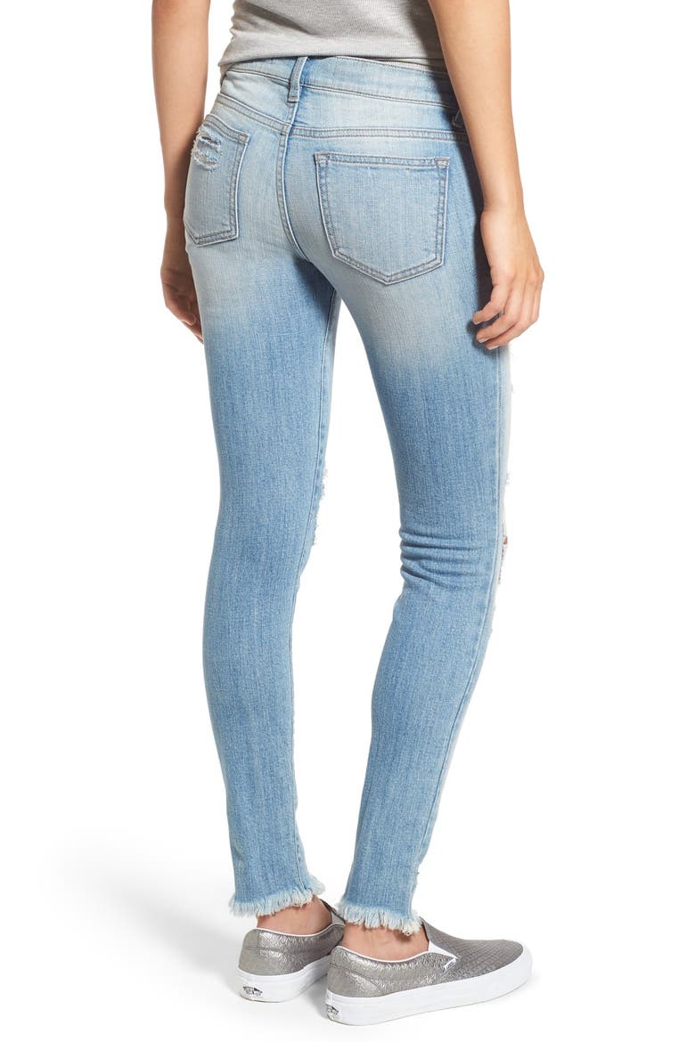 Destroyed Skinny Jeans, Alternate, color, LIGHT WASH