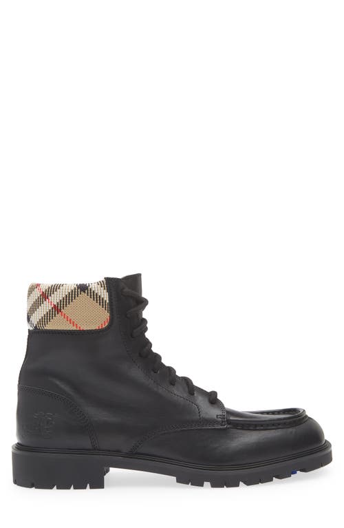 Burberry Leather Ankle Boots Round Toe In Black
