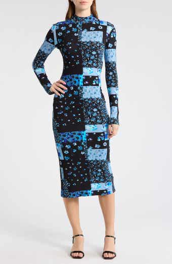 Desigual Floral Long Sleeve Ribbed Maxi Dress