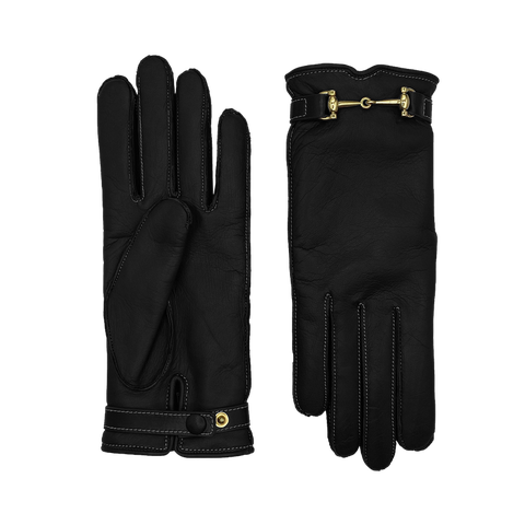 Greco Lambskin Glove Lined in Cashmere with Equestrian Details