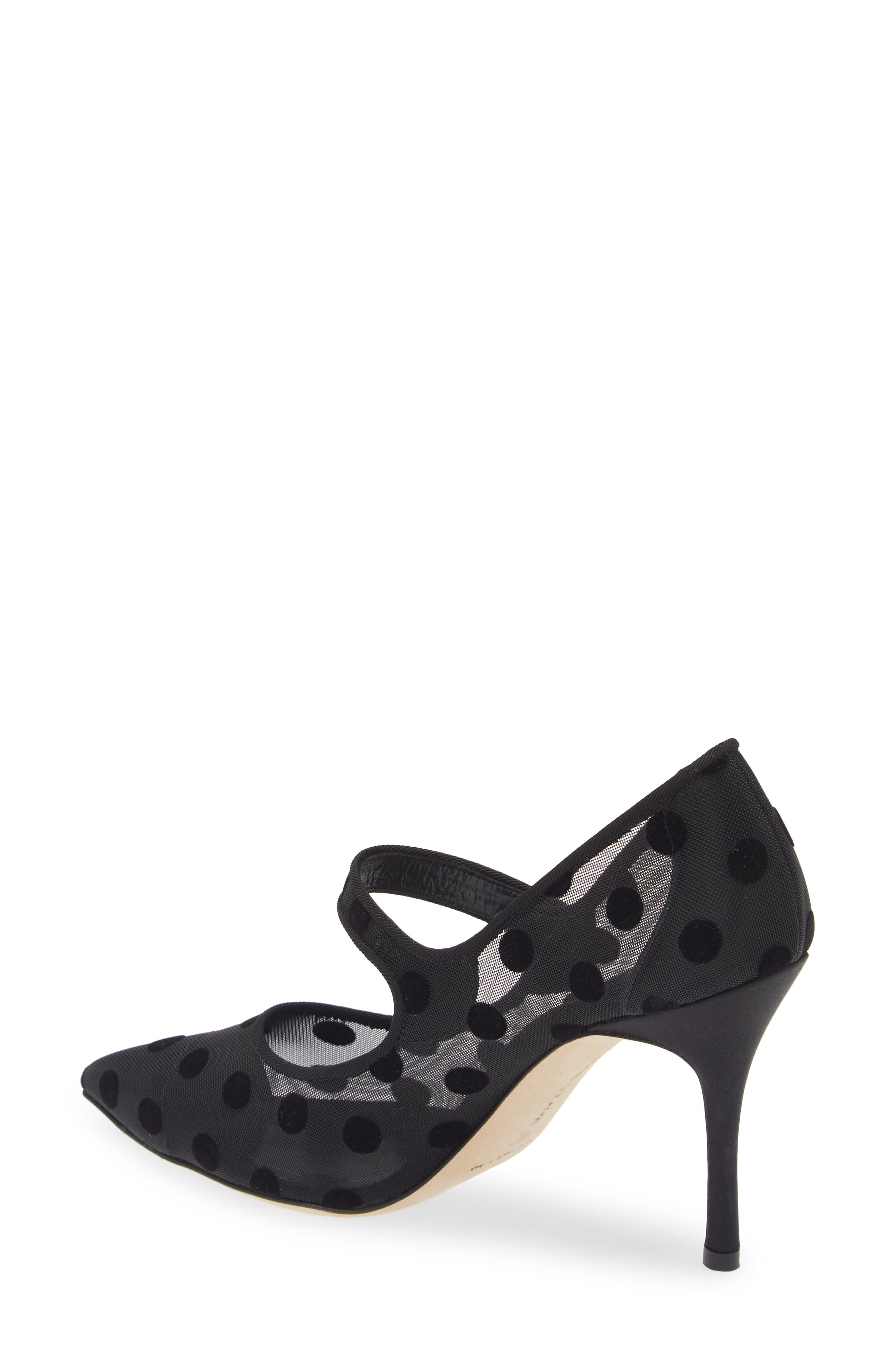 Manolo Blahnik Campari Polka Dot Mesh Pump, Alternate, color, 