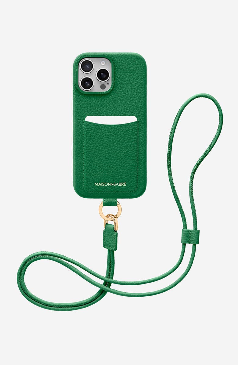 MAISON de SABRÉ Sling Phone Case, Alternate, color, Emerald Green