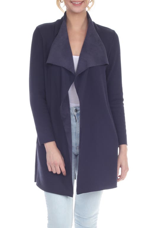 Rain And Rose Drape Neck Jacket In Navy