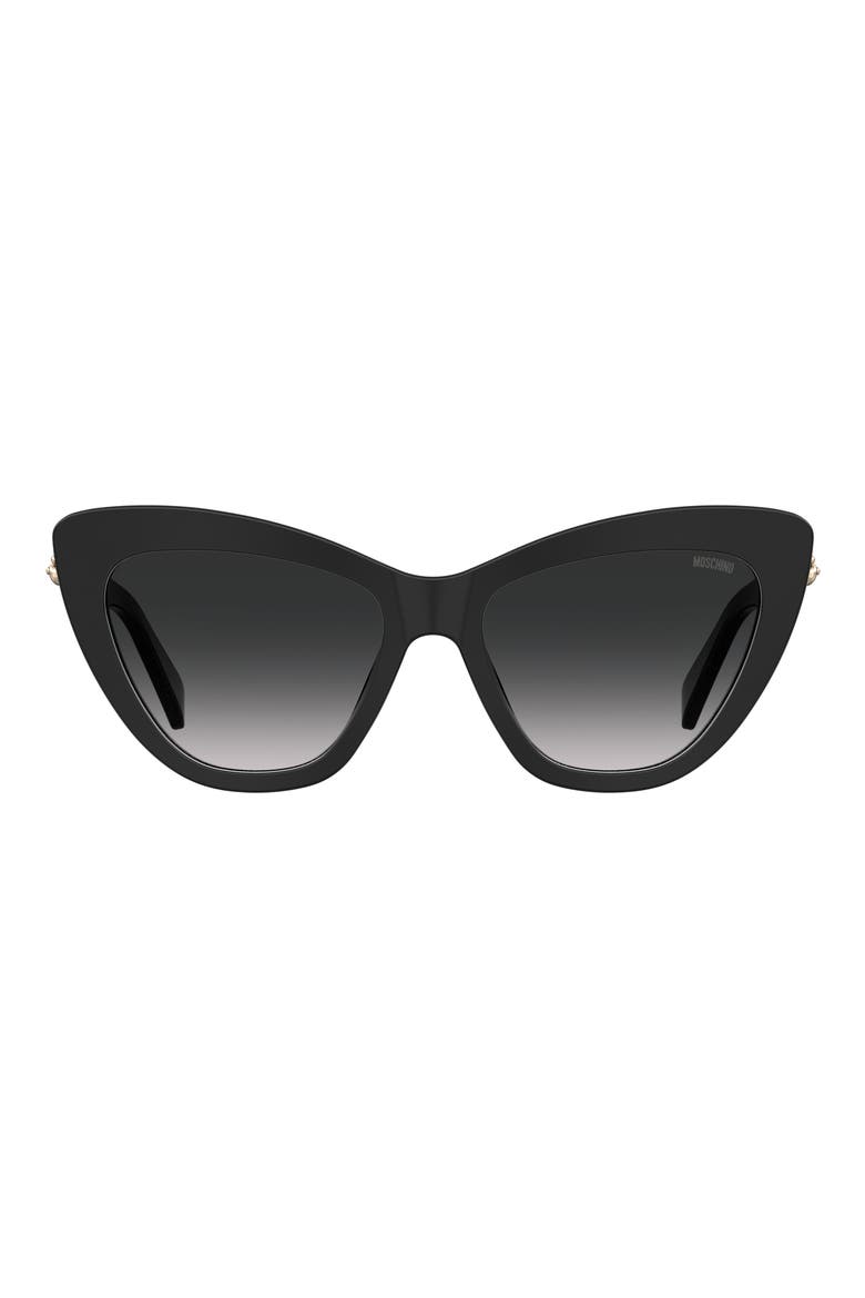 54mm Gradient Cat Eye Sunglasses, Main, color, BLACK