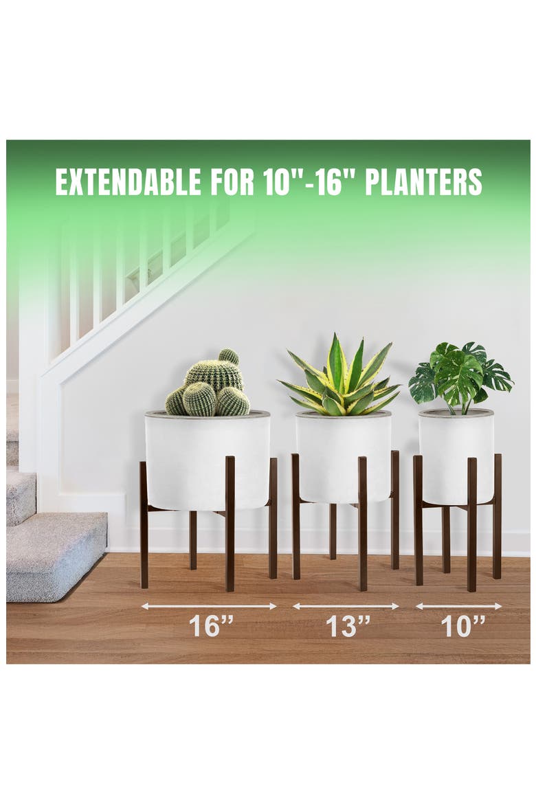 Adjustable Metal Plant Stand, Alternate, color, BROWN