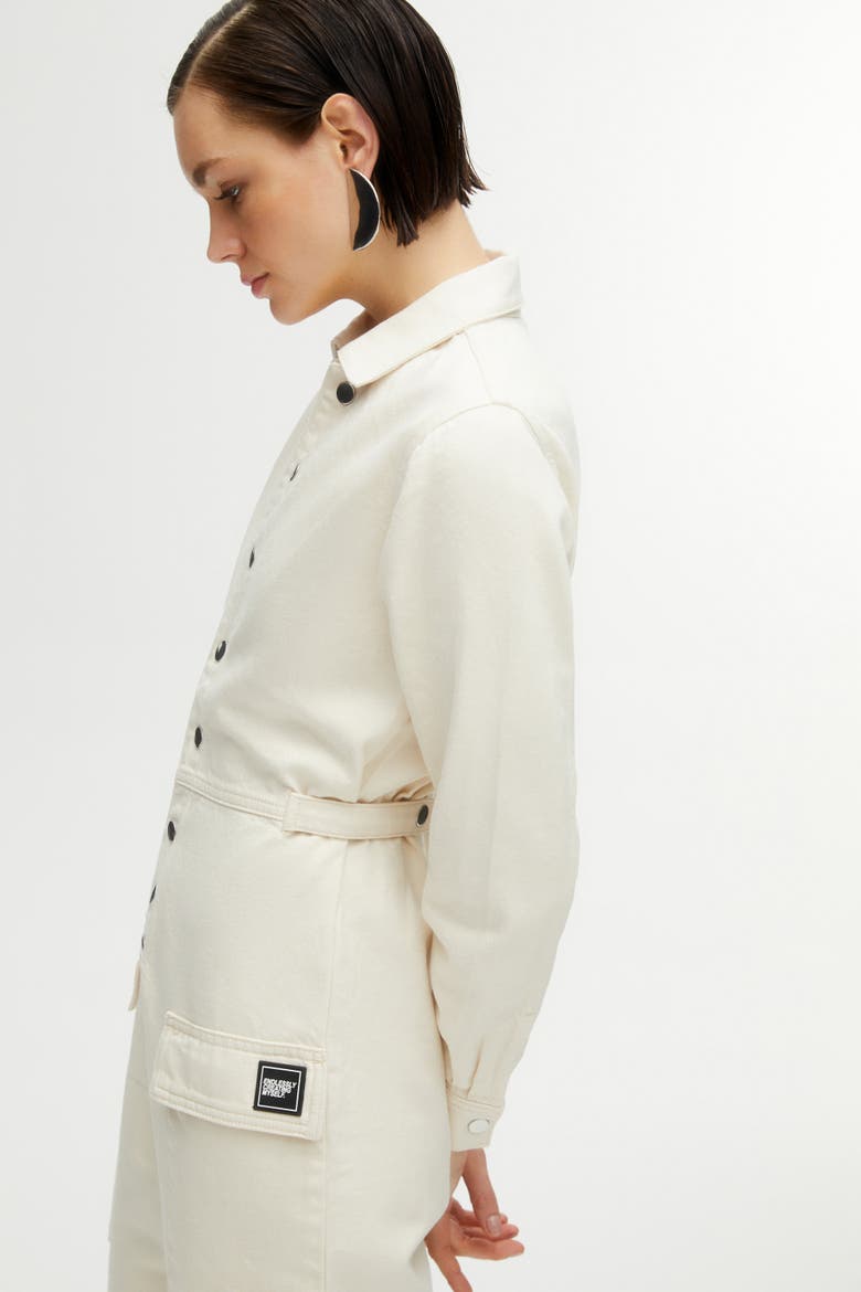 Gabardine Jumpsuit, Alternate, color, Open White