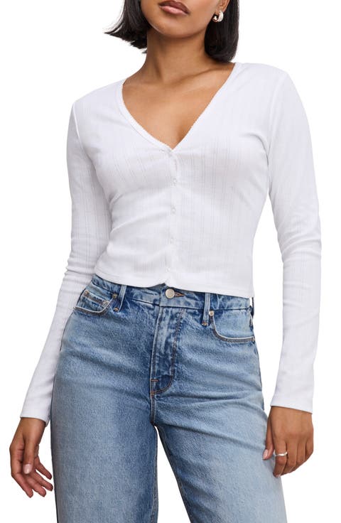 Pointelle Crop Cardigan (Regular & Plus)
