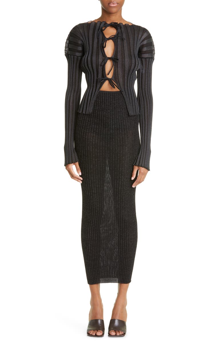 A. Roege Hove Katrine Reversible Ribbed Cotton Blend Cardigan, Alternate, color, 