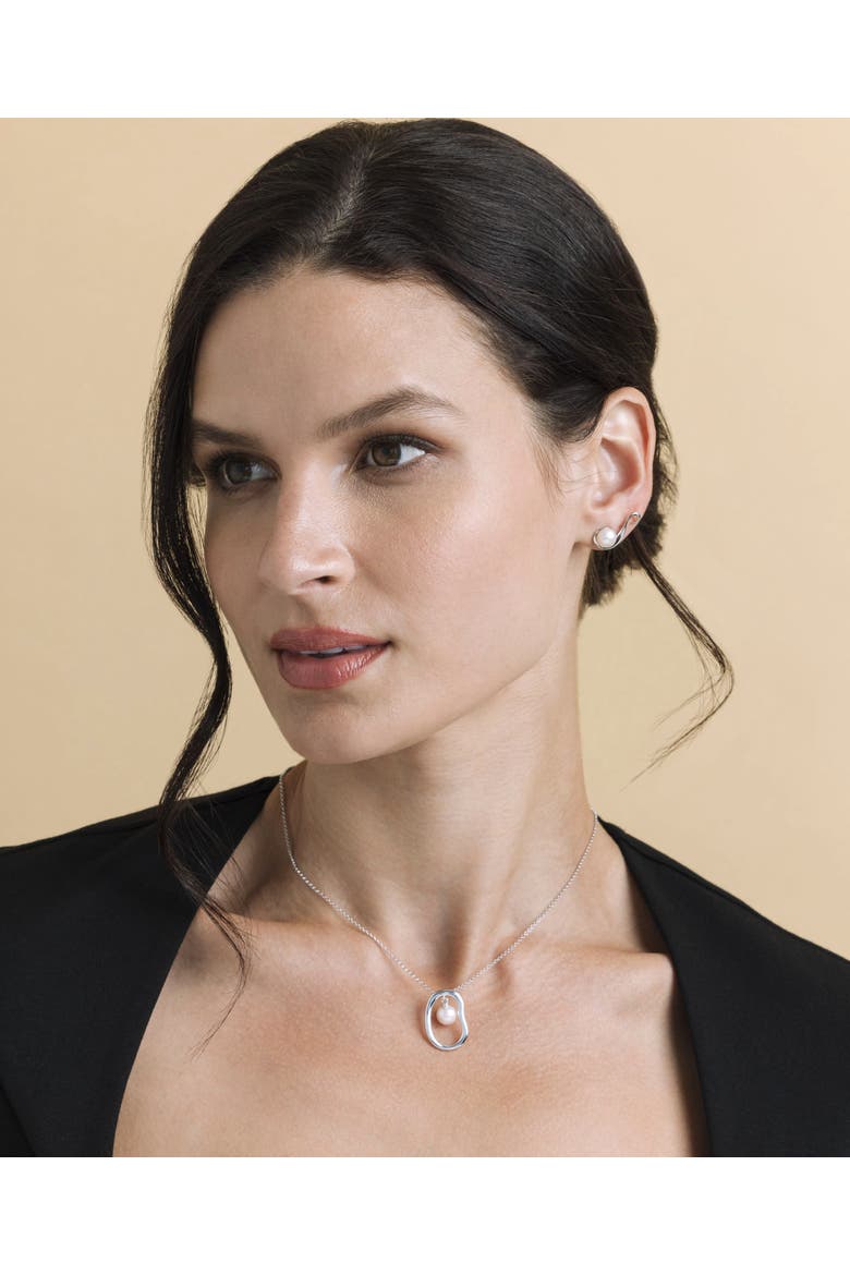 Freshwater Pearl Anastasia Earrings, Alternate, color, Sterling Silver