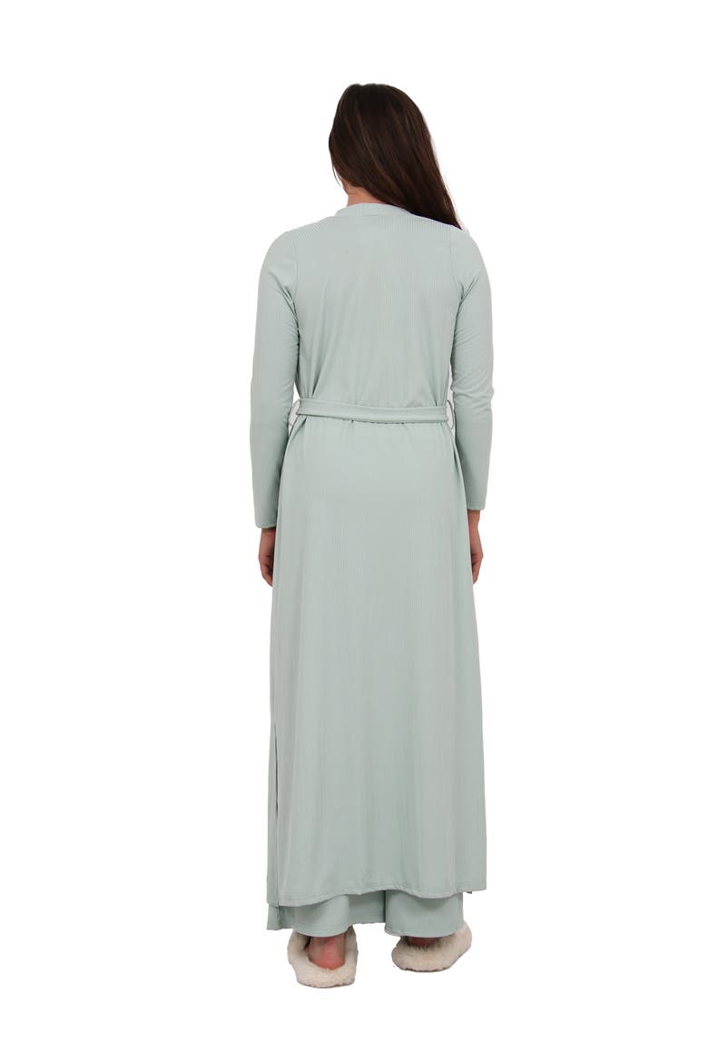 Womens Basic Long Sleeve Tie Waist Soft Jacket and Elastic Waist Wide Leg Pant Set, Alternate, color, Mint