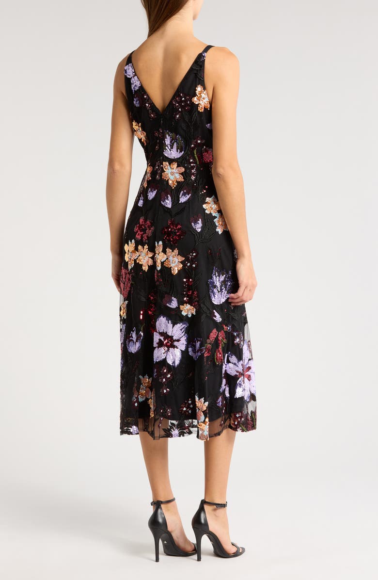 Sam Edelman Ali Floral Sequin Midi Dress, Alternate, color, Black/ Multi