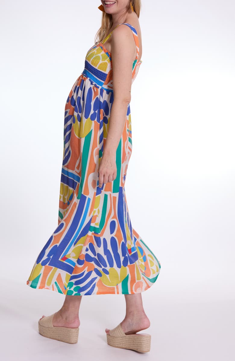 Cache Coeur Naïade Maternity and Nursing Maxi Dress, Alternate, color, Orange Multicolor