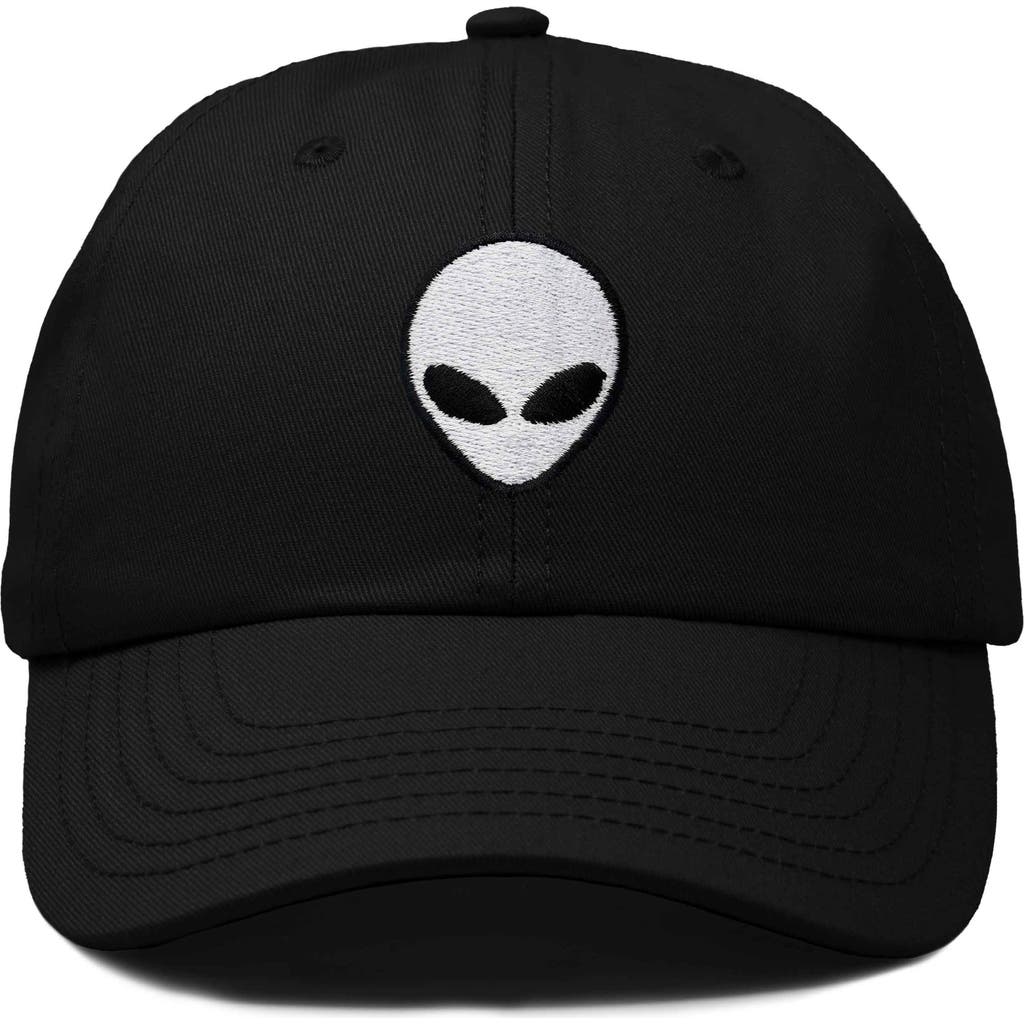 Dalix Alien Embroidered Classic Dad Cap In Black