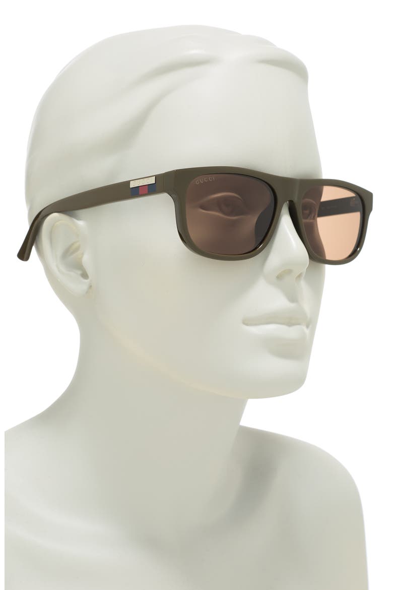 58mm Rectangular Sunglasses, Alternate, color, DK GREEN
