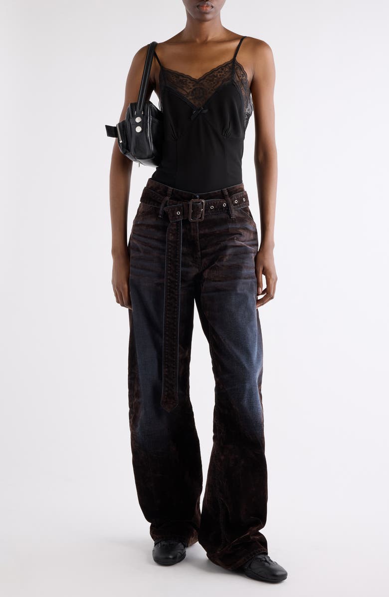 Acne Studios Talea Lace Trim Crepe Camisole, Alternate, color, Black