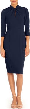 Donna Morgan Crepe Three-Quarter Sleeve Sheath Dress