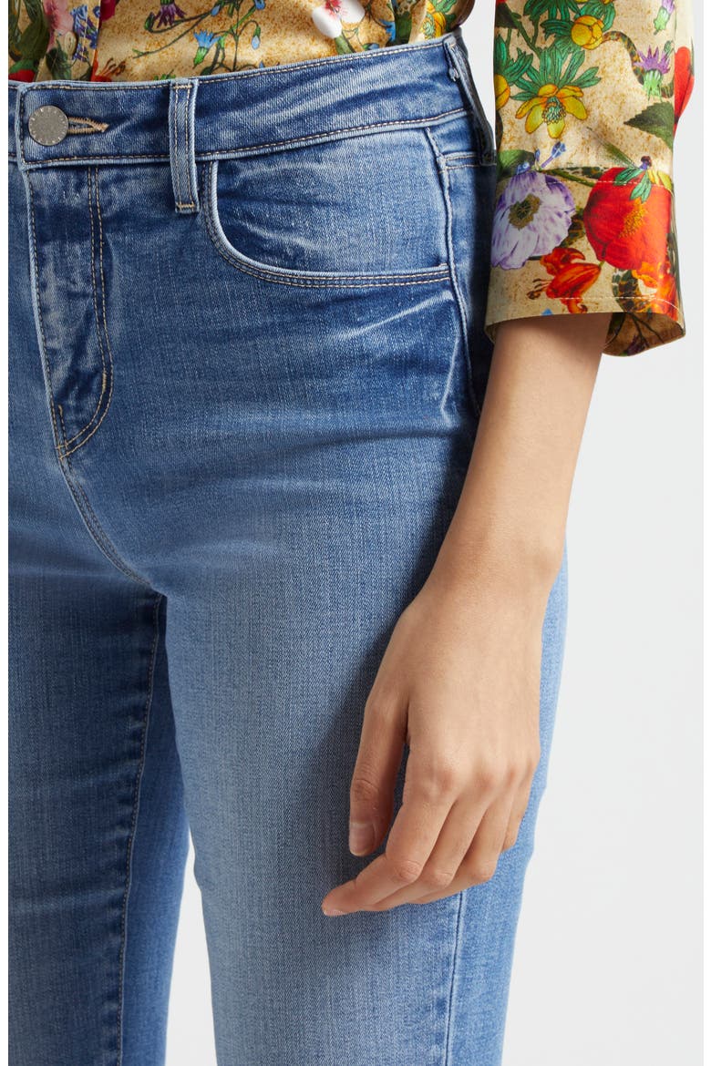 Ruth High Waist Raw Hem Straight Leg Jeans, Alternate, color, GARVEY