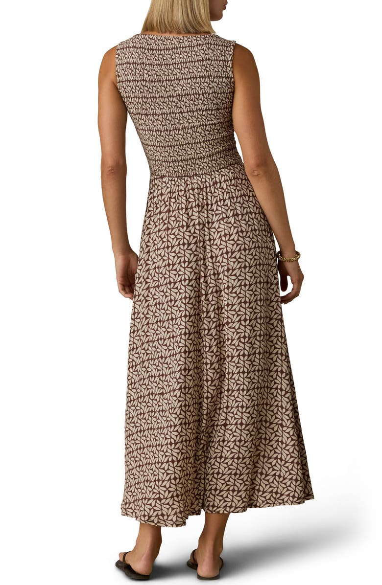 Faherty Sophia Smocked Sleeveless Dress, Alternate, color, Chocolate Petal