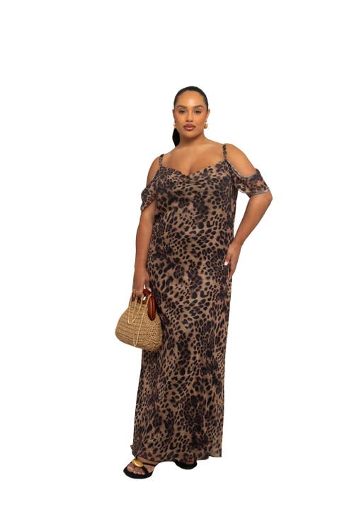 FASHION-SZN CURVE FASHION-SZN CURVE LEOPARD PRINT MESH MAXI DRESS