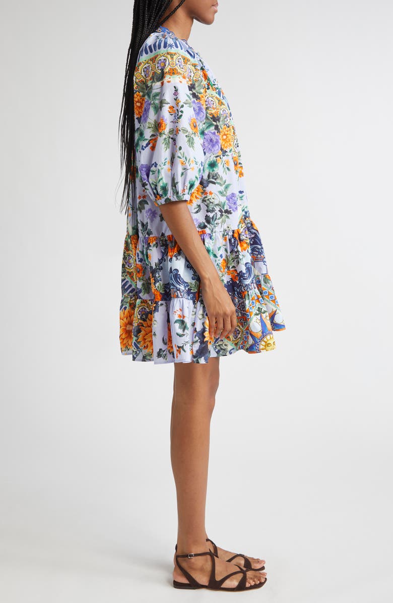 Camilla Luscious in Lisbon Puff Sleeve Organic Cotton Poplin Shirtdress, Alternate, color, Luscious In Lisbon