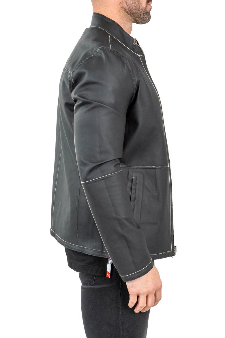 Reversible Leather Jacket, Alternate, color, GREY