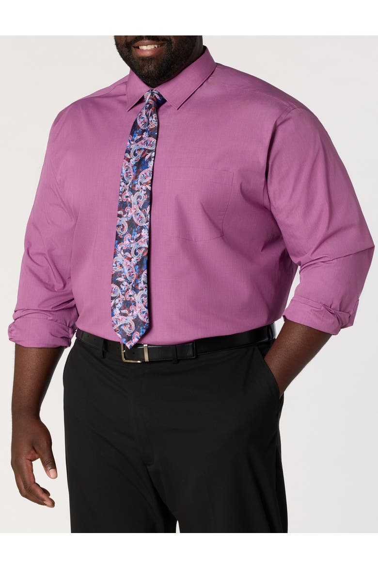 Big & Tall Performance Heather Dress Shirt, Alternate, color, MULBERRY HEATHER