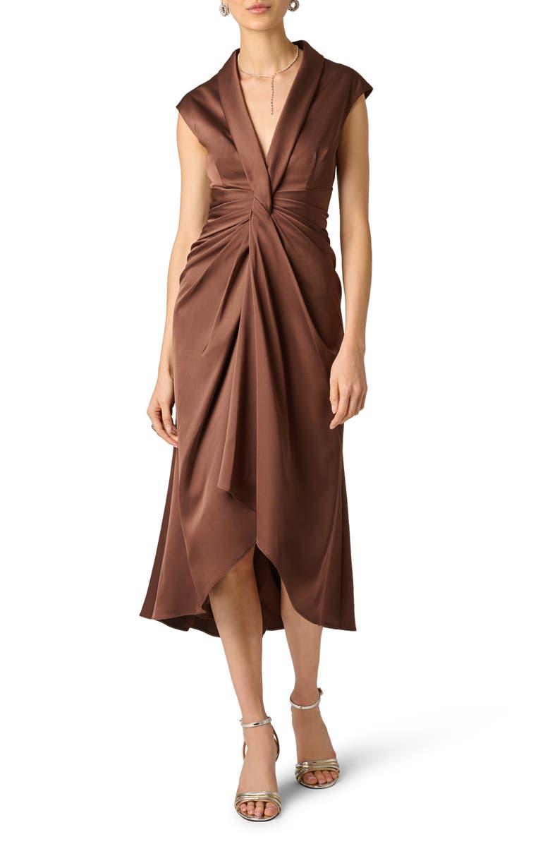 Aidan Mattox Crepe Back Satin Midi Dress, Main, color,