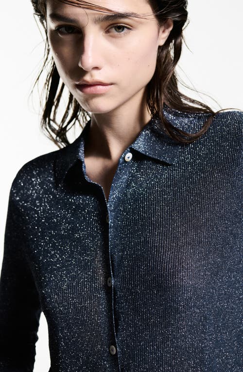 MANGO MANGO METALLIC BUTTON-UP SHIRT 