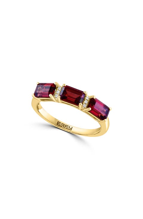14K Yellow Gold Garnet & Diamond Ring - 0.02ct.
