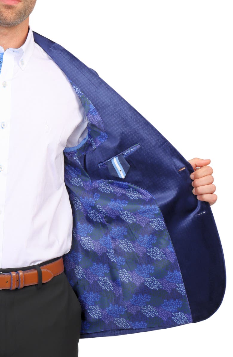 TailorByrd Velvet Embossed Houndstooth Sport Coat, Alternate, color, Navy