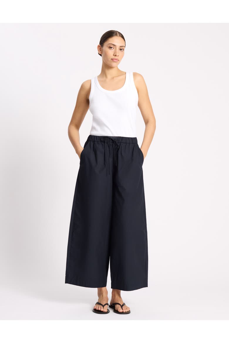 Drawstring Waist Barrel Leg Trouser, Alternate, color, Navy