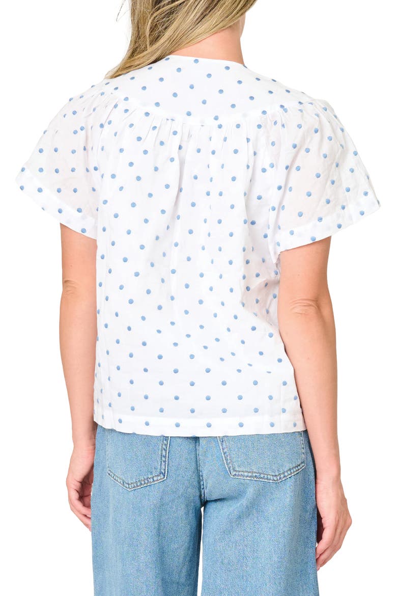 Flutter Sleeve Top, Alternate, color, WHITE DENIM DOT