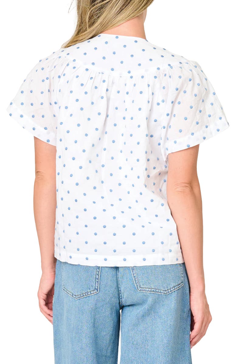 GIBSONLOOK Flutter Sleeve Top, Alternate, color, White Denim Dot
