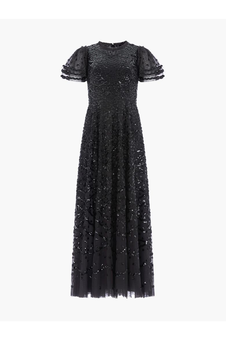Deco Dot Ankle Gown, Alternate, color, Graphite