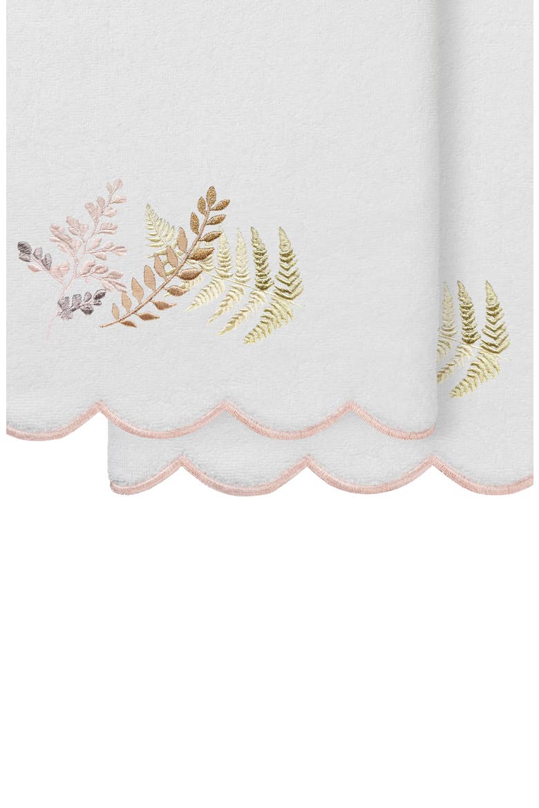 Fern Toss Scallop Pack of 2 Bath Towels, Alternate, color, WHITE/ PINK