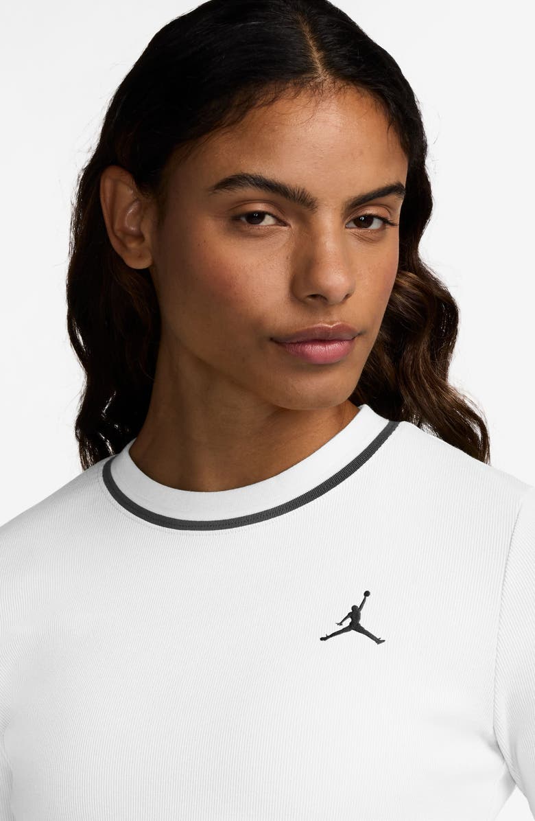 Jordan Stripe Crewneck Crop Top, Alternate, color, White/ Black