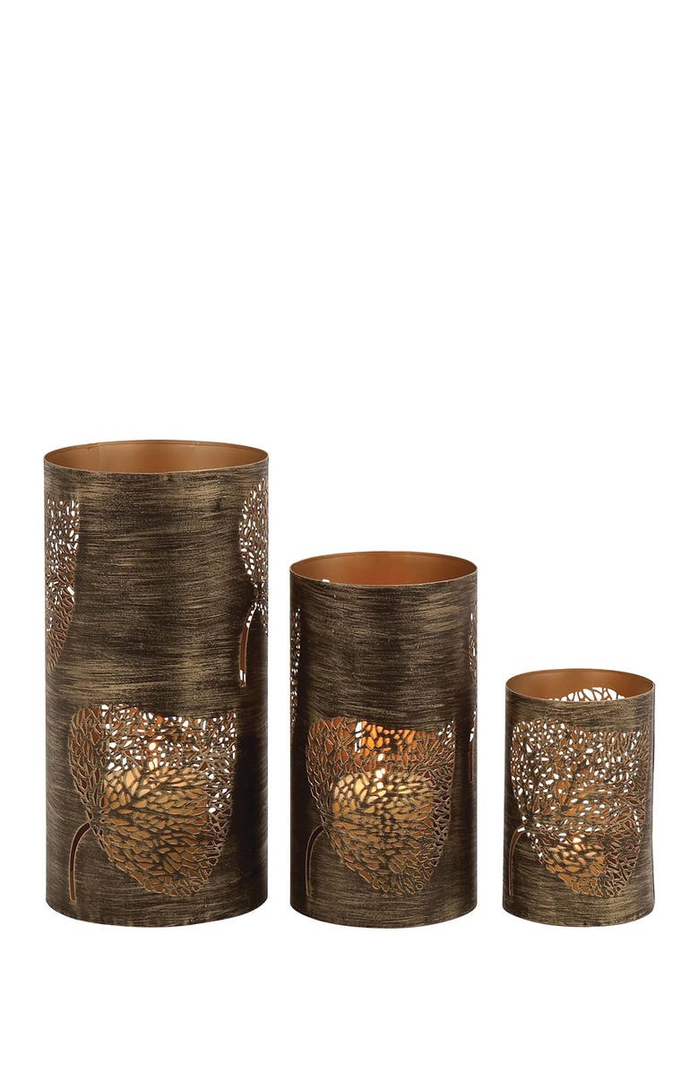 SONOMA SAGE HOME Bronze/Brass Contemporary Iron Candle Lanterns - Set of 3, Main, color, 