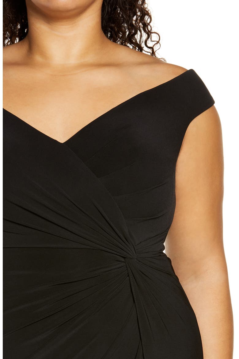Simple Plus Size Jersey Off the Shoulder Dress, Alternate, color, BLACK
