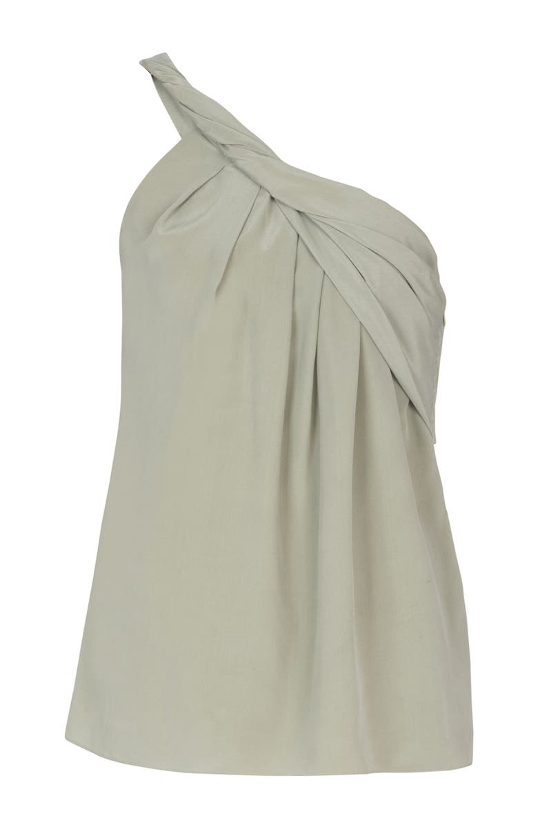 Balmain Draped one-shoulder silk crepe top, Alternate, color, Green