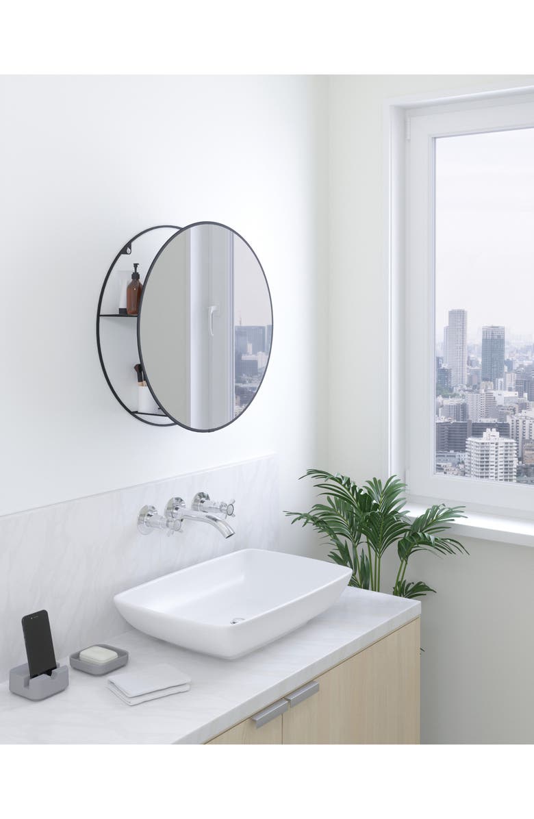 Umbra Cirko Round Mirror & Shelf, Alternate, color, 