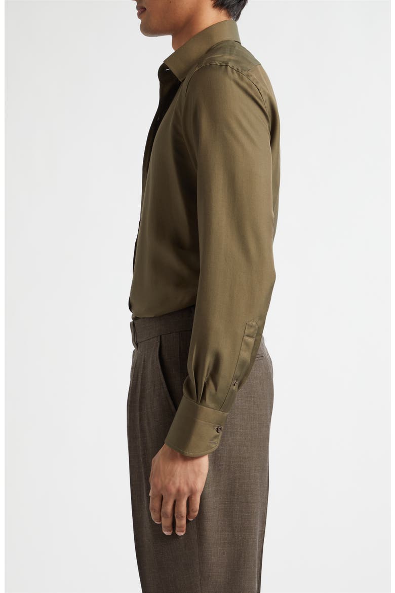 Classic Fit Washed Drapey Twill Button-Up Shirt, Alternate, color, MILITARY GREEN