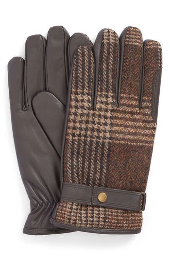 Barbour Deveron Wool & Leather Waterproof Gloves In Brown