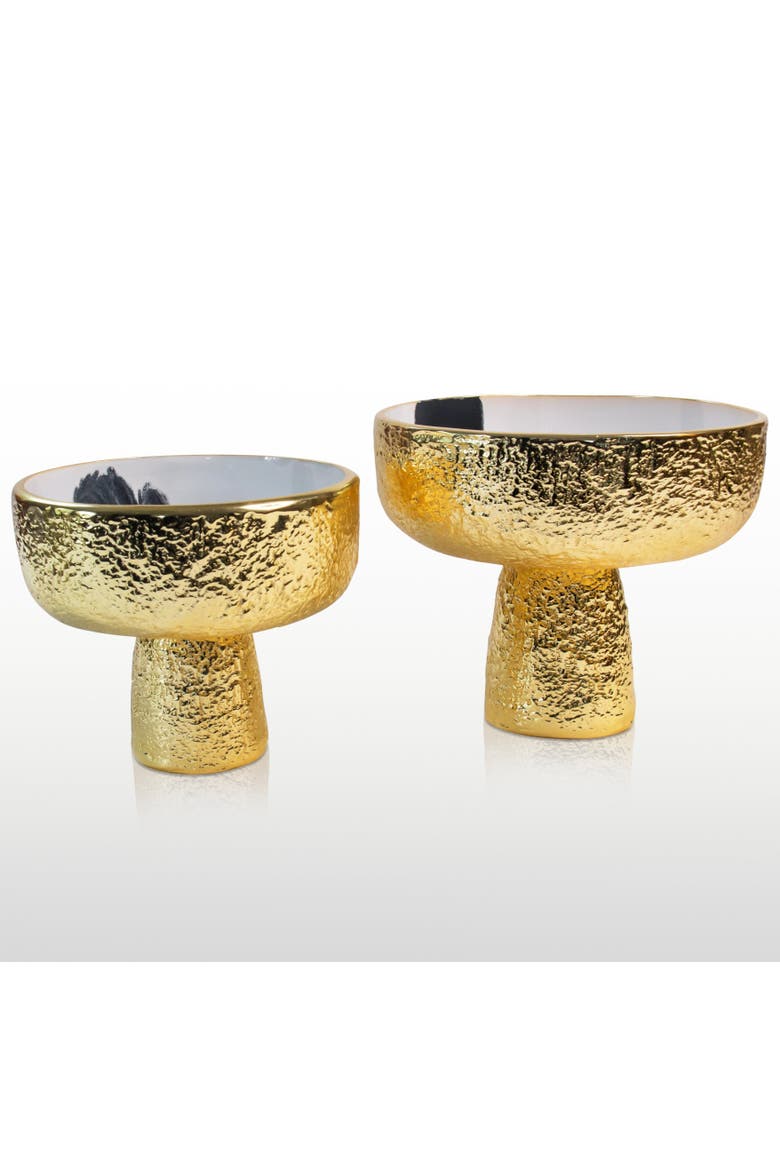 Bianco Nero Pedestal Bowl, Alternate, color, White