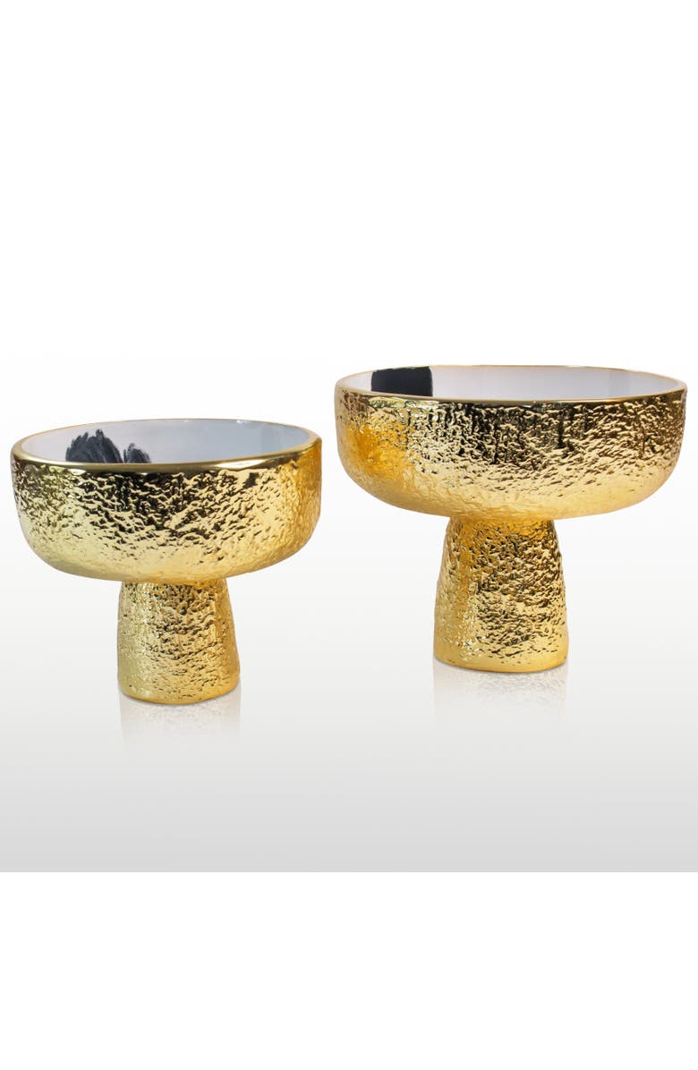 Lunares Bianco Nero Pedestal Bowl, Alternate, color, White