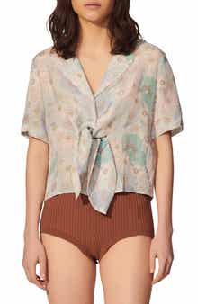 SANDRO Mirabelle Tie Neck Top
