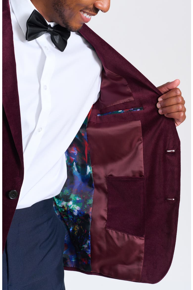 SAVILE ROW Velvet Blazer, Alternate, color, BURGUNDY